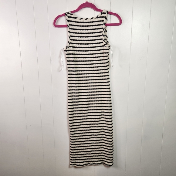 Saints Textured Black White Stripe Maxi Dress Sleeveless Bodycon Womens Sz Small - Picture 4 of 10
